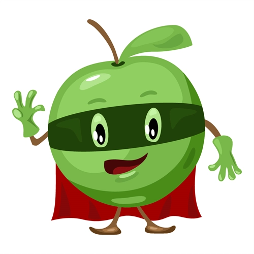Superhero Green Apple Classroom Fruit Transparent Sticker